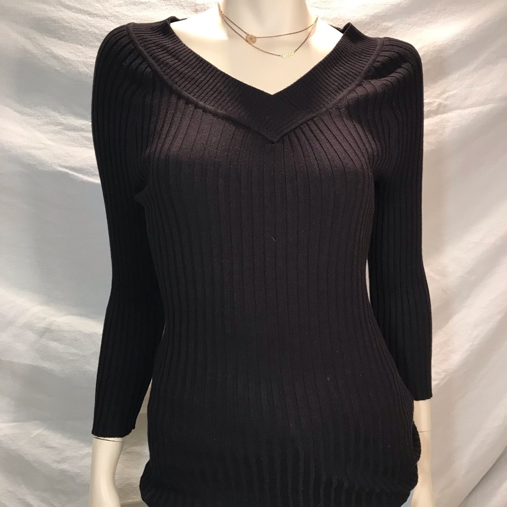 Vintage V-Neck Sweater Shirt, Black